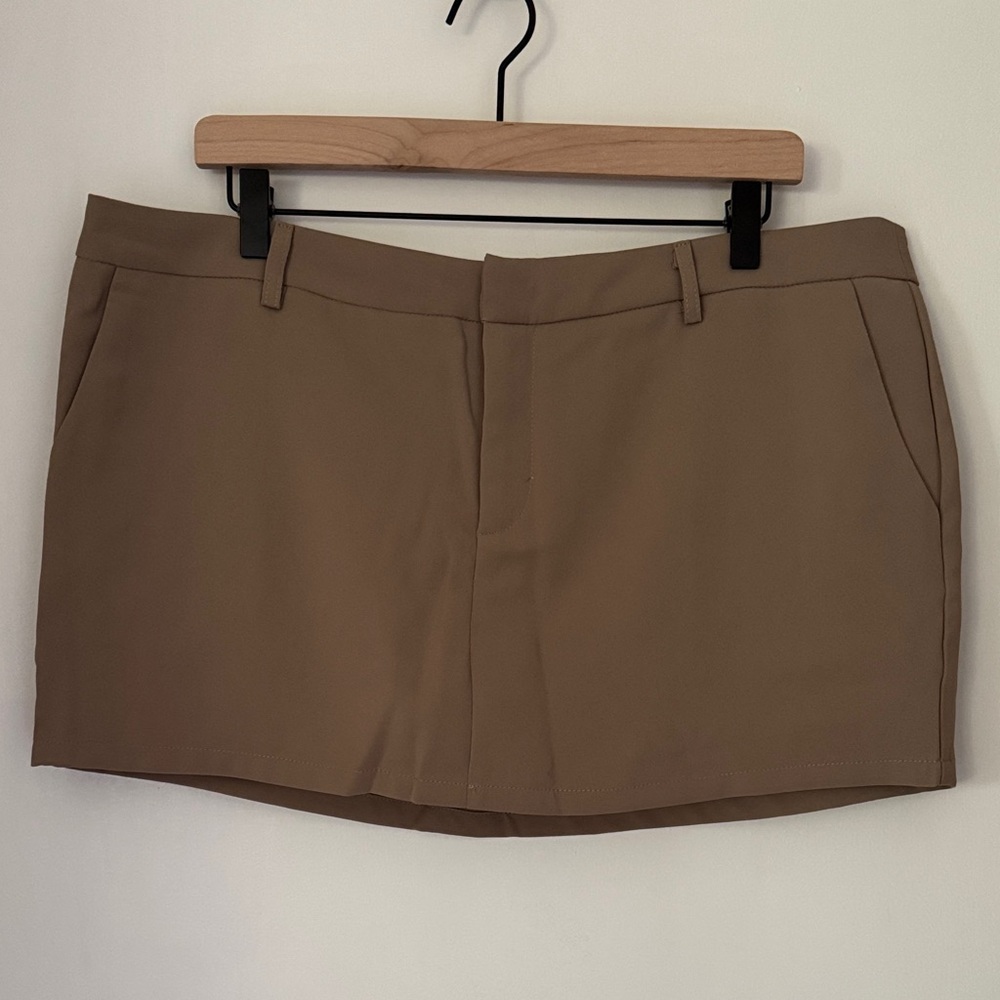 Fashion Nova Tan High-Rise Mini Skort